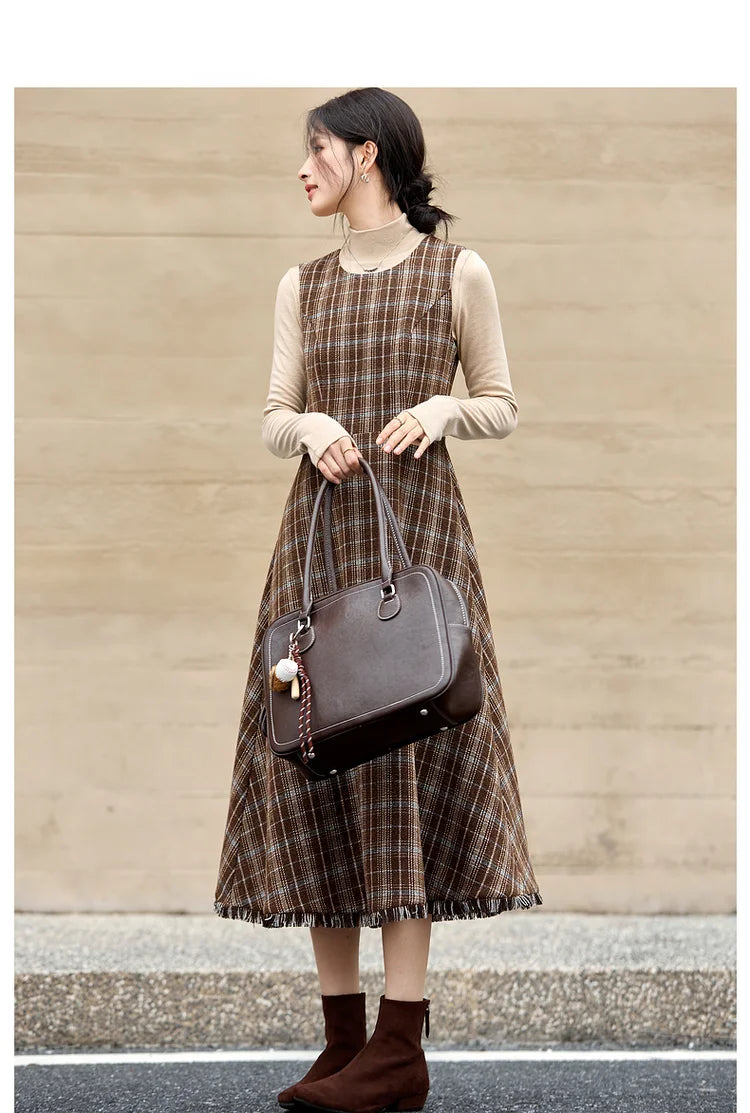 Plaid Sleeveless A-Line Dress