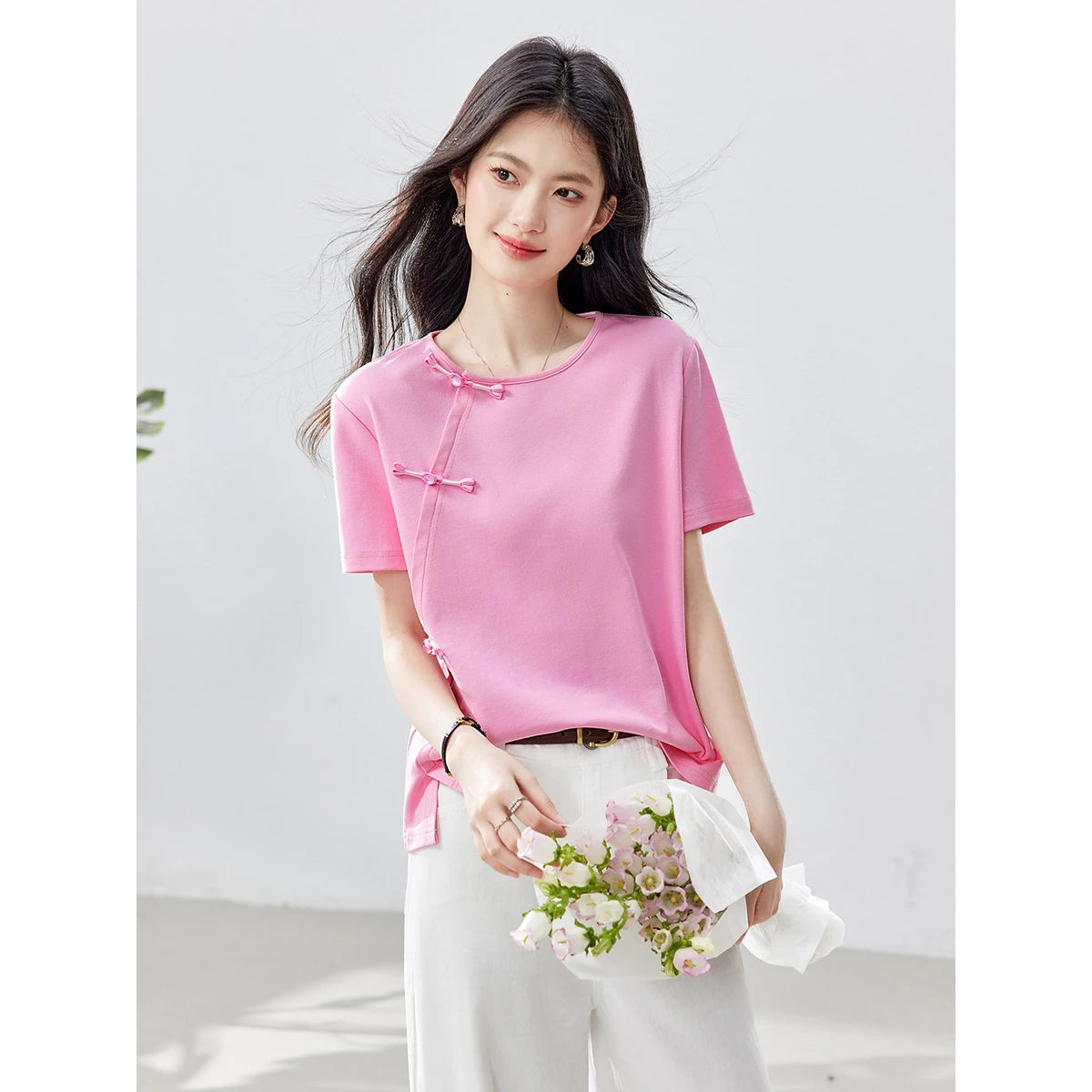 Asymmetric Frog-Button Tee