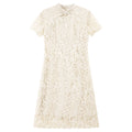 Lace Frog-Button Mini Dress