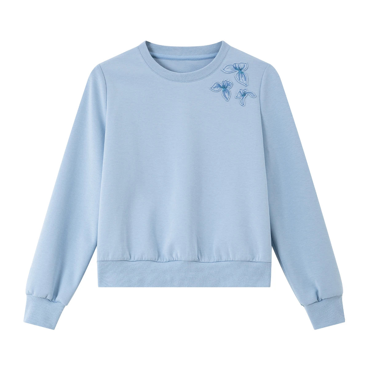 Floral Applique Crew-Neck Sweatshirt