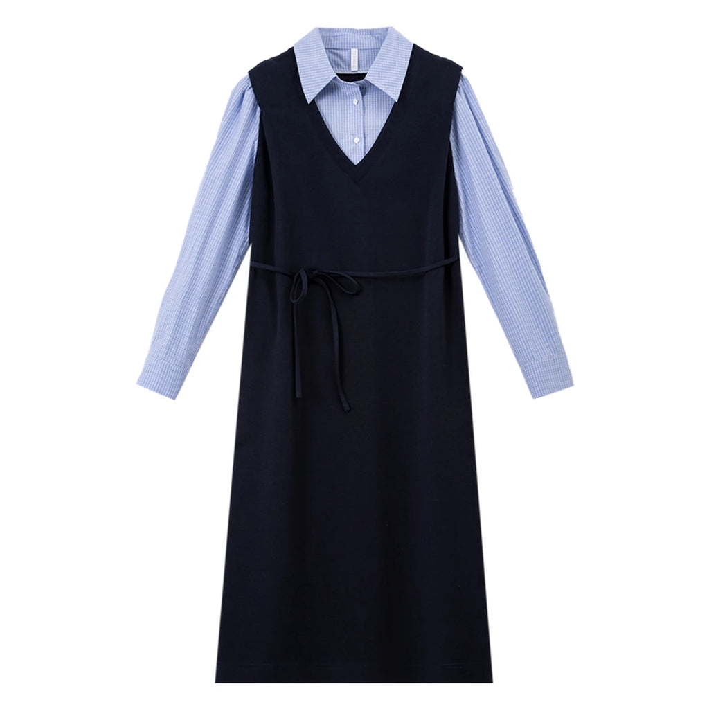 Layered Shirt Midi Dress