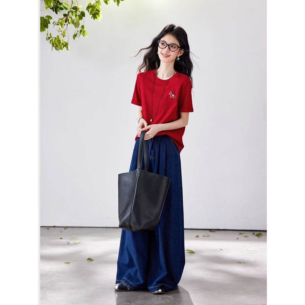 Pony-Embroidered Crew-Neck Tee