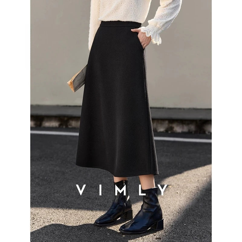 Clean Side-Zip A-Line Midi Skirt
