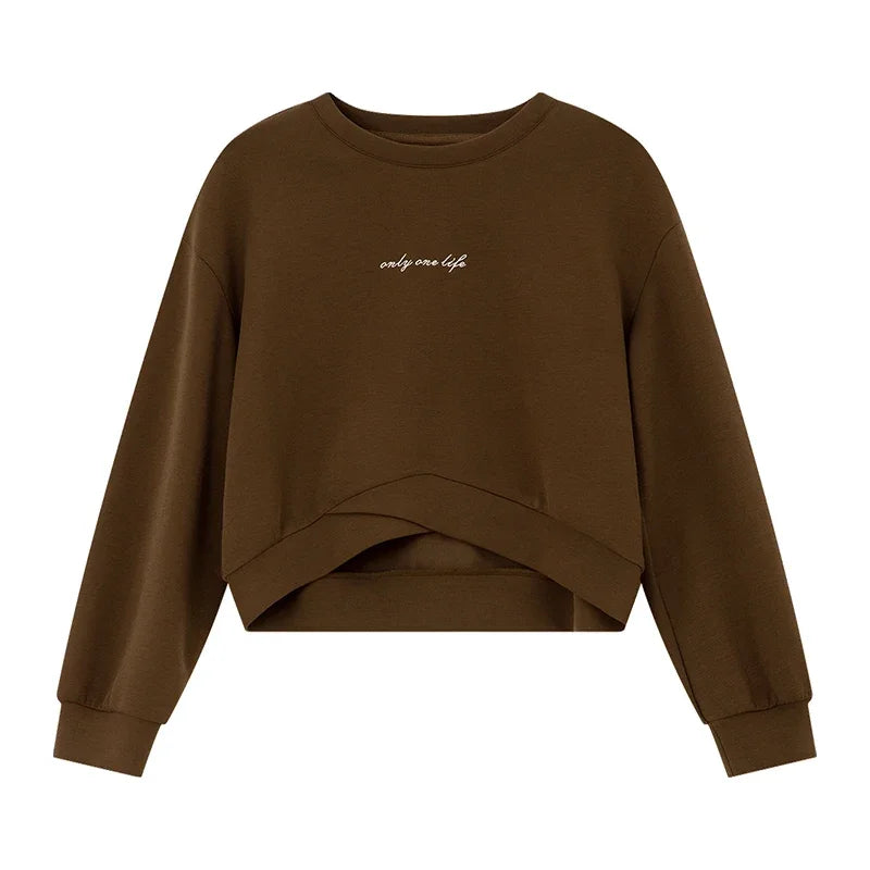 High-Low-Hem Crew-Neck Sweatshirt