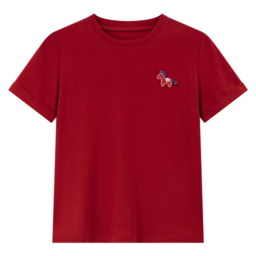 Pony-Embroidered Crew-Neck Tee