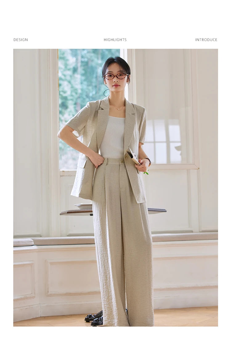 Short-Sleeve Wide-Leg Trouser Set