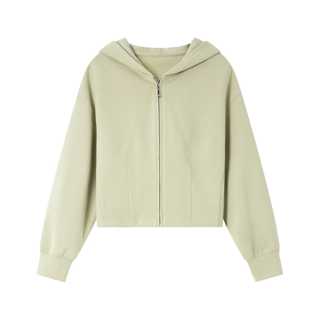 Cropped Zip-Front Hoodie