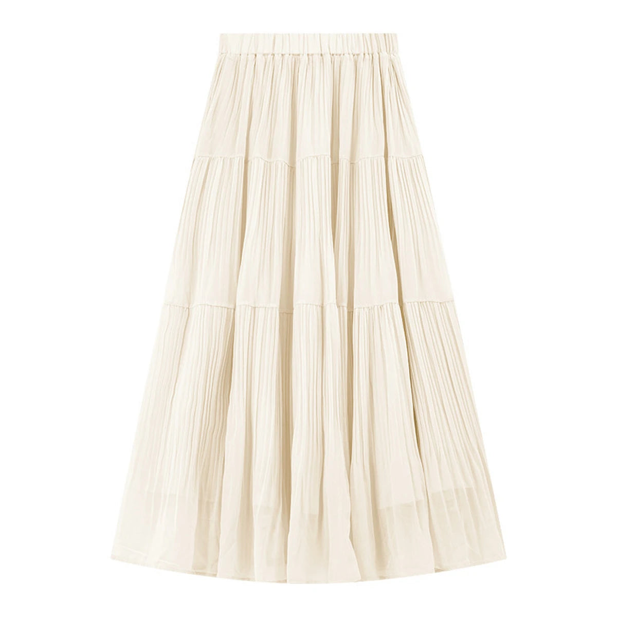 Tiered Pleated Midi Skirt