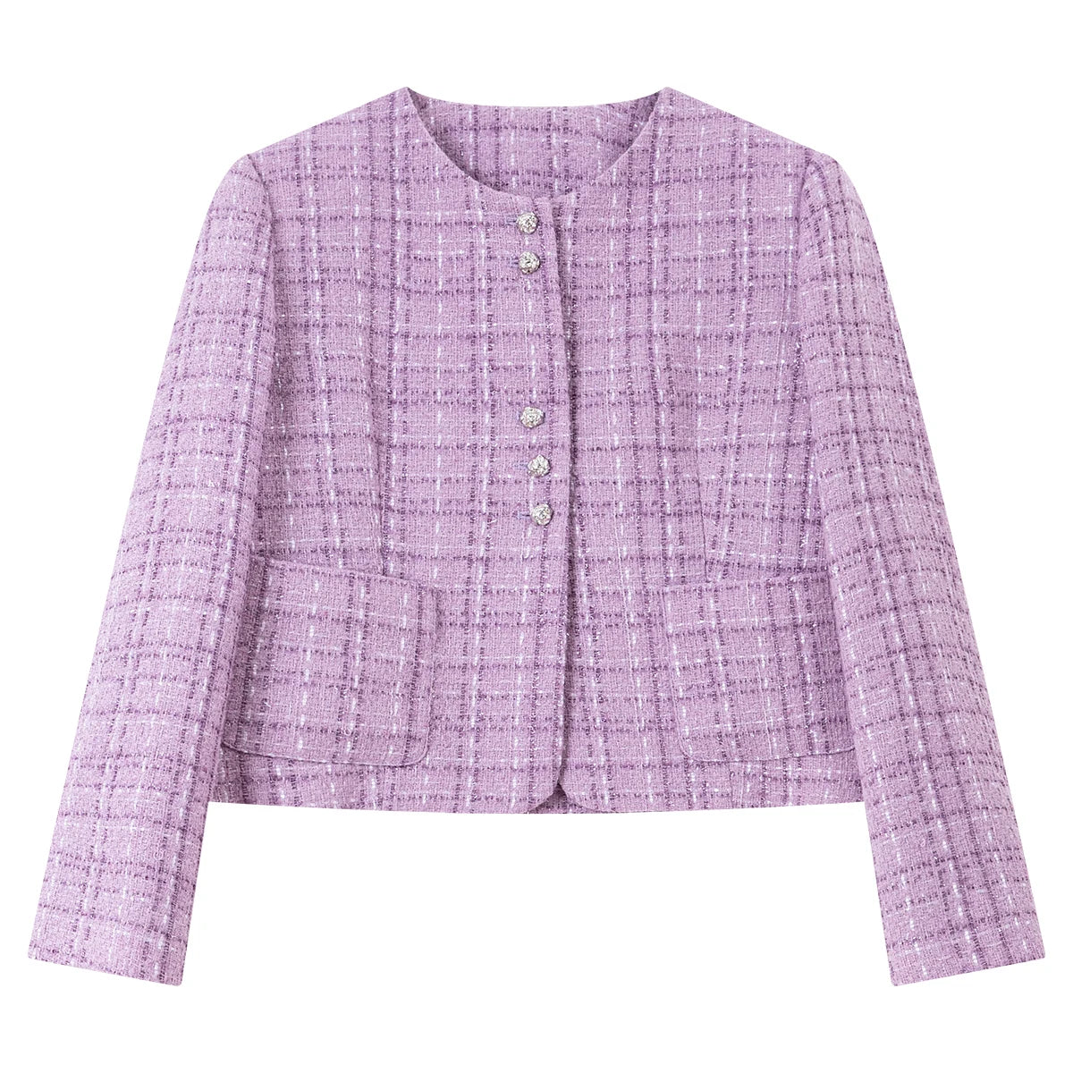 Textured Cropped Collarless Jacket