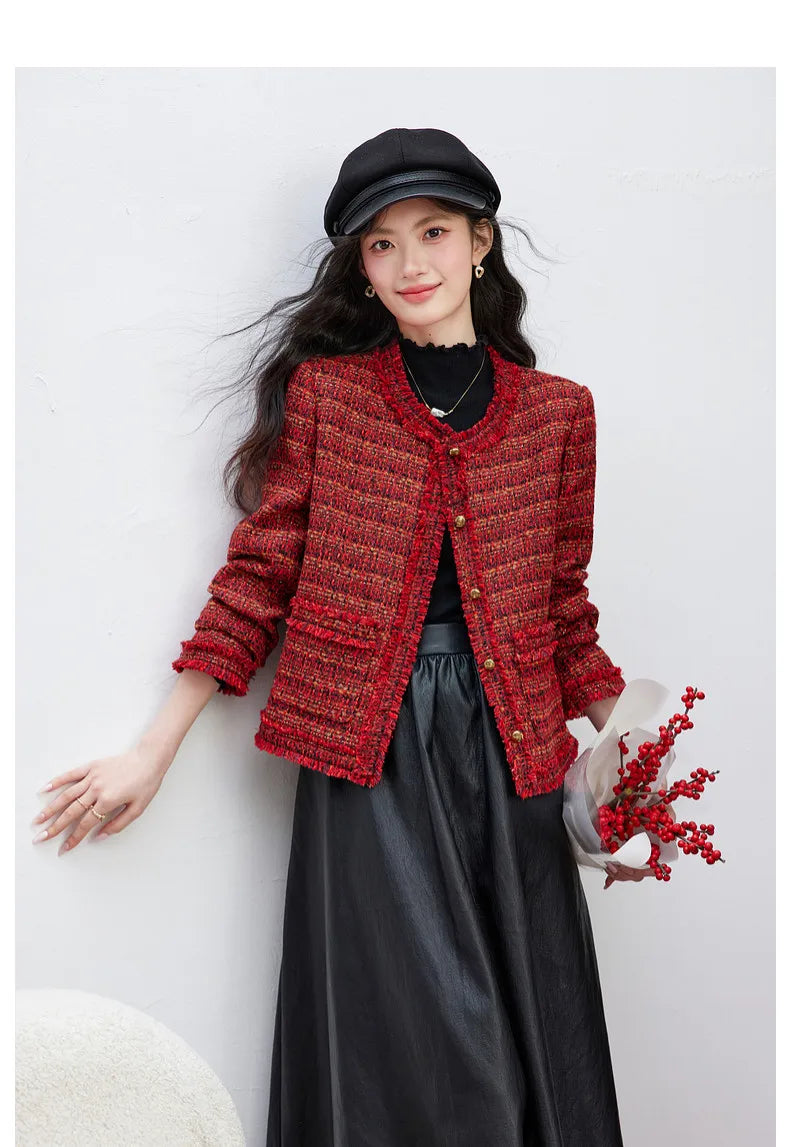 Textured Collarless Cropped Jacket