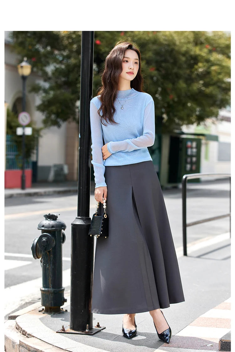 Mock-Neck Long-Sleeve Knit Top
