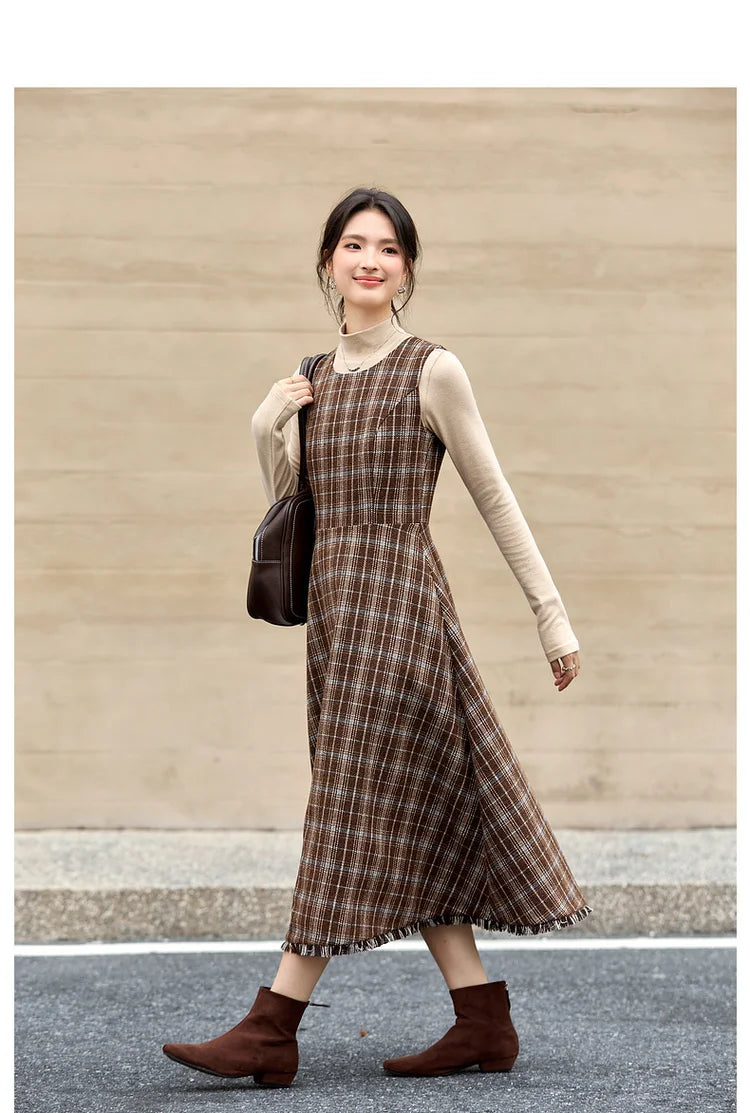 Plaid Sleeveless A-Line Dress
