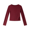 Boat-Neck Ruched Long-Sleeve Tee