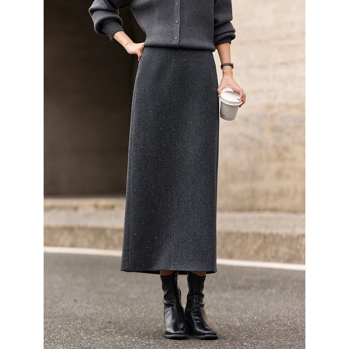 Glitter A-Line Midi Skirt