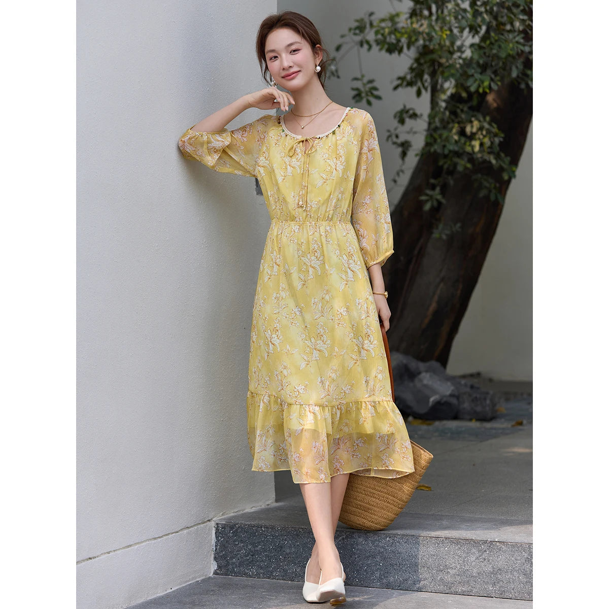 Floral Tiered Midi Dress