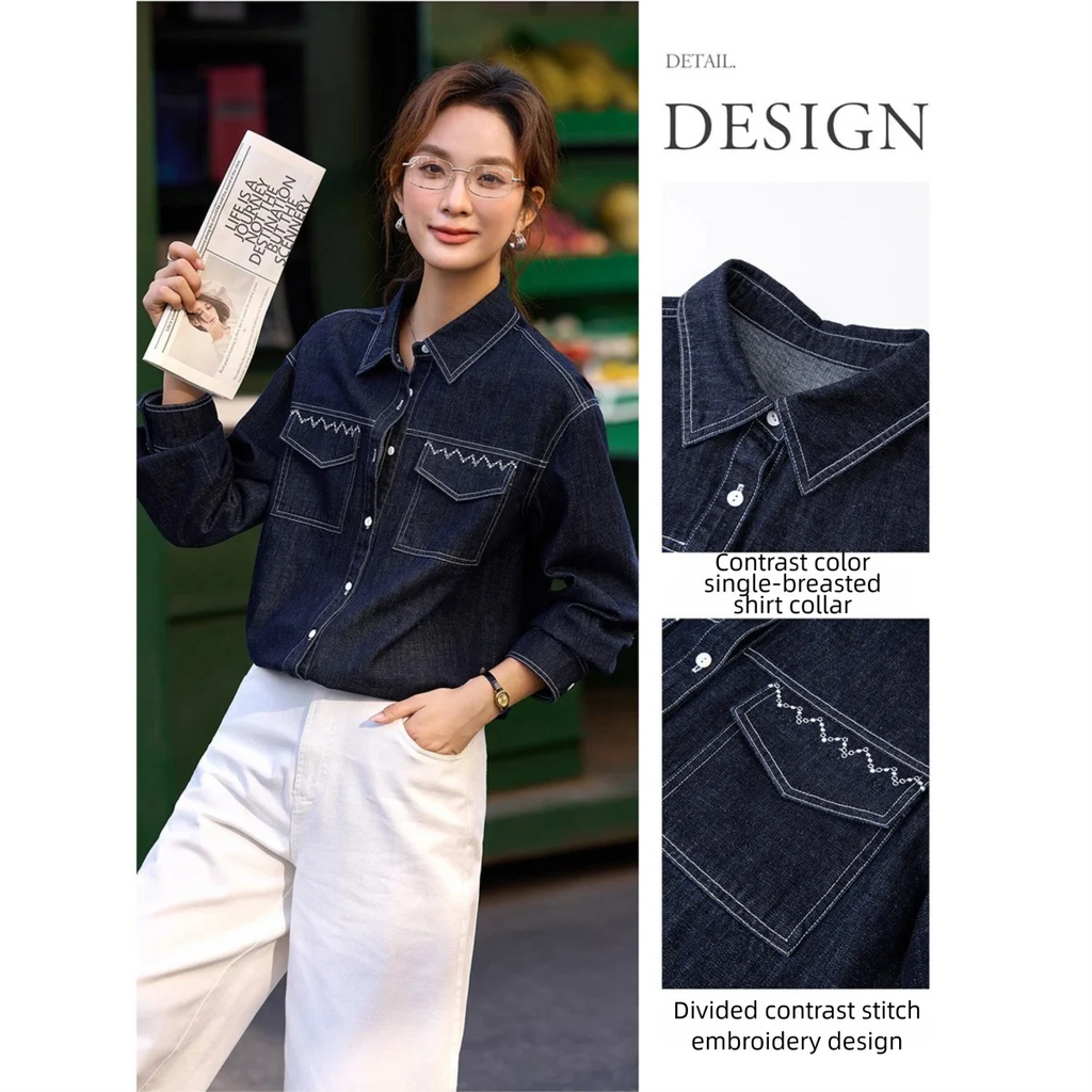 Embroidered Pocket Denim Shirt