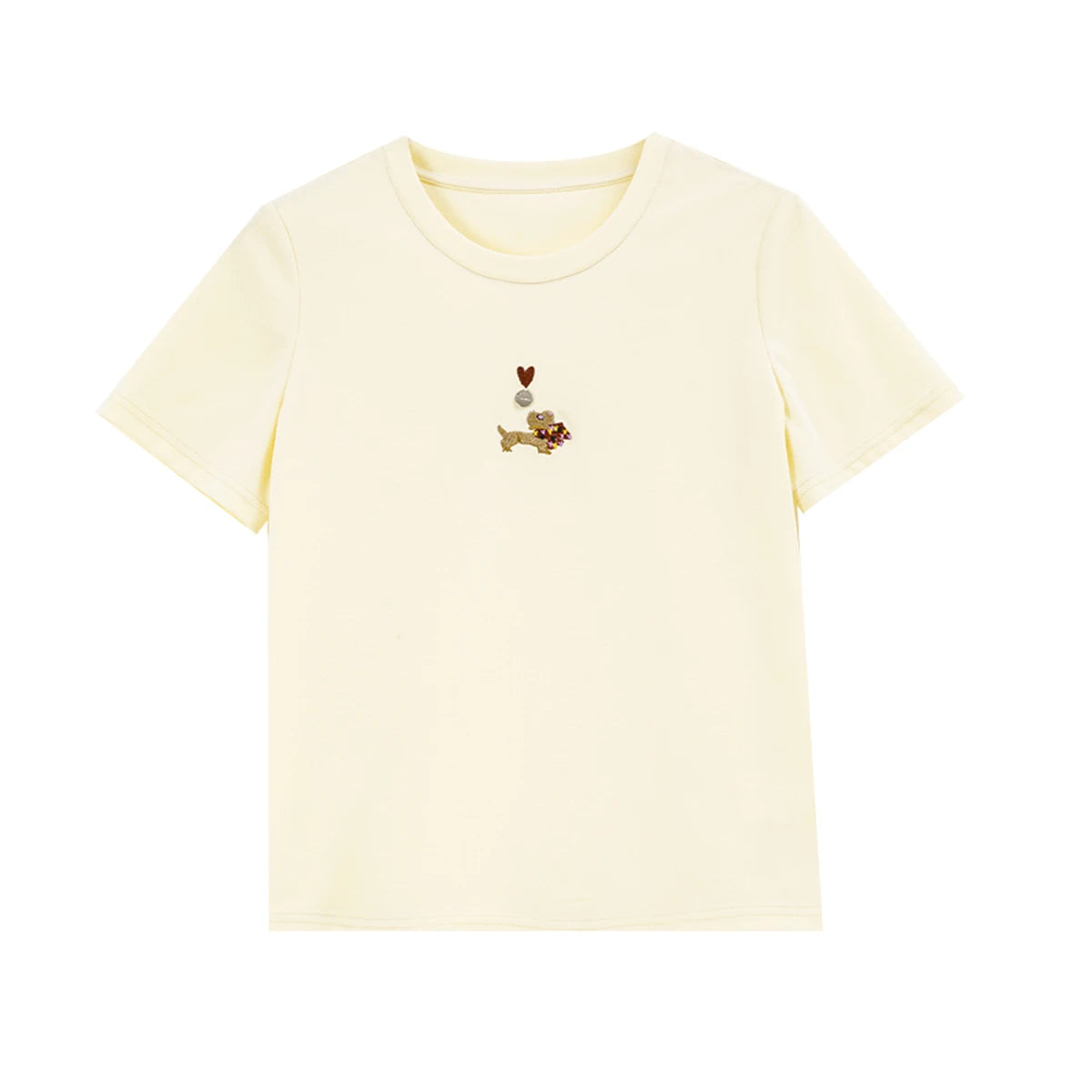 Embroidered Minimal Crew-Neck Tee