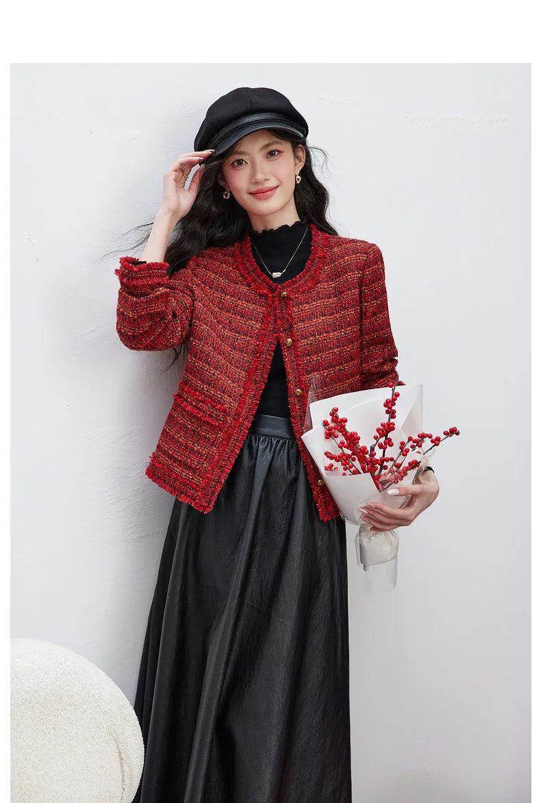 Textured Collarless Cropped Jacket