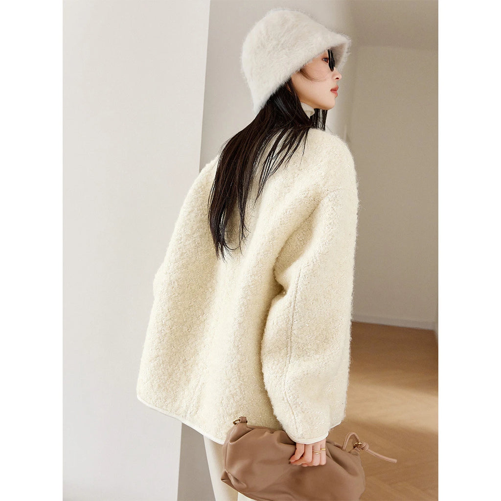Textured Collarless Padded Jacket