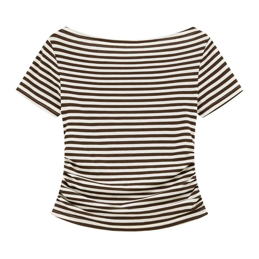 Striped Ruched Short-Sleeve Top