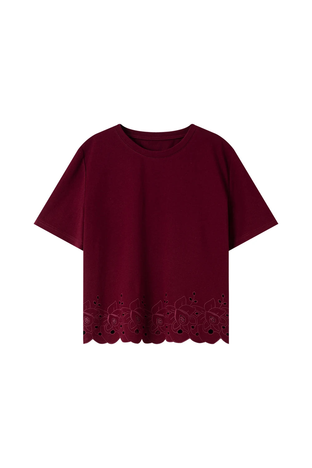 Eyelet-Hem Long-Sleeve Tee