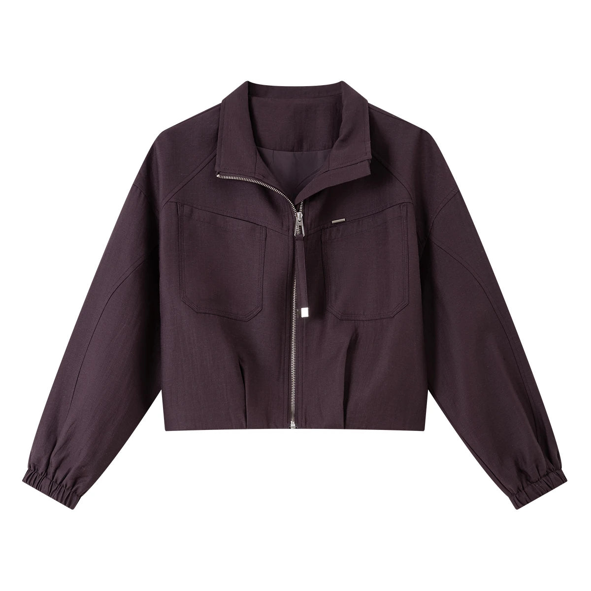 Cropped Zip-Front Cargo Jacket