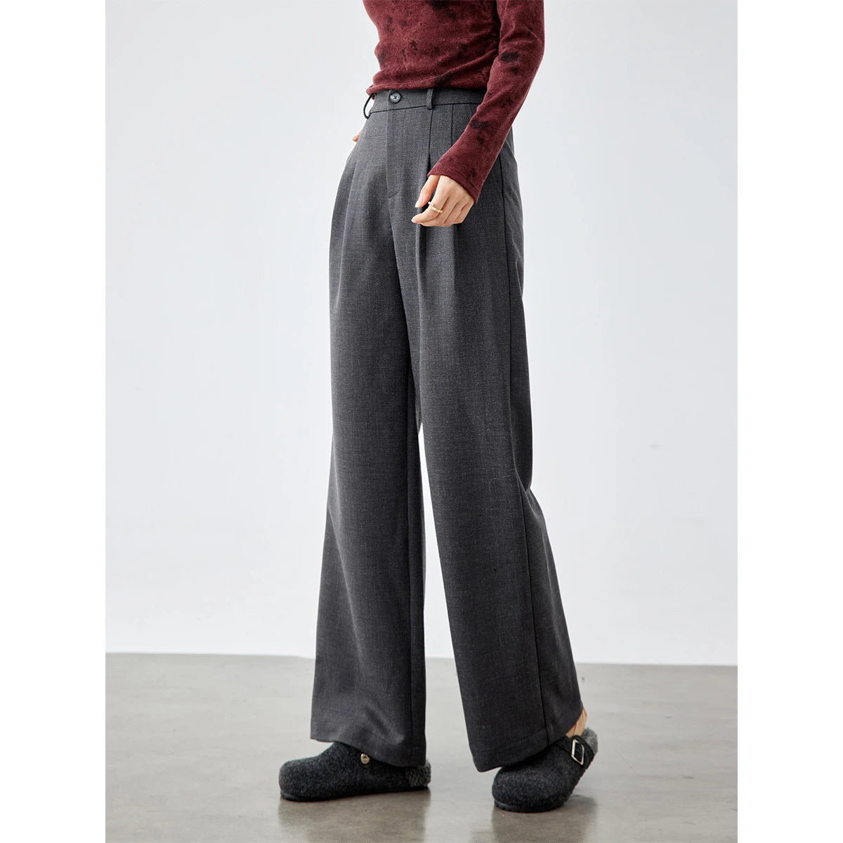 Side-Zip Wide-Leg Trousers