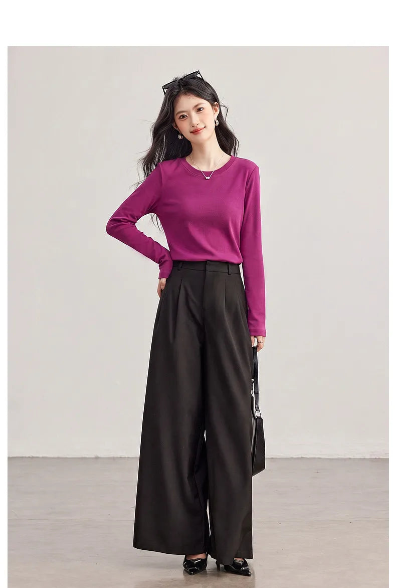 Minimal Crew-Neck Long-Sleeve Tee