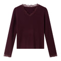 Lace-Trim V-Neck Knit Top