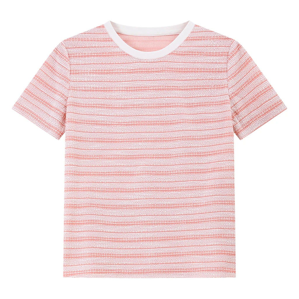 Ribbed Striped Crew-Neck Tee