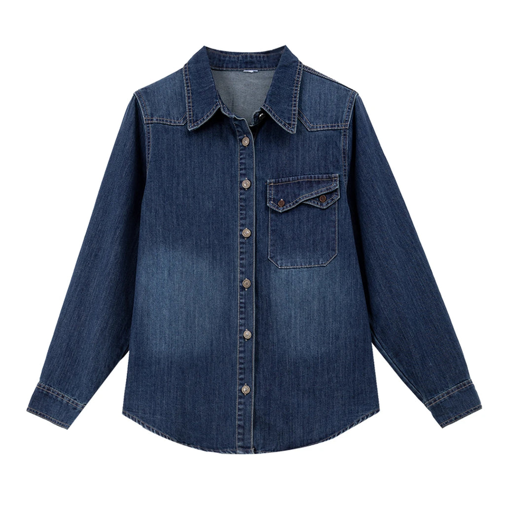 Button-Front Denim Shirt