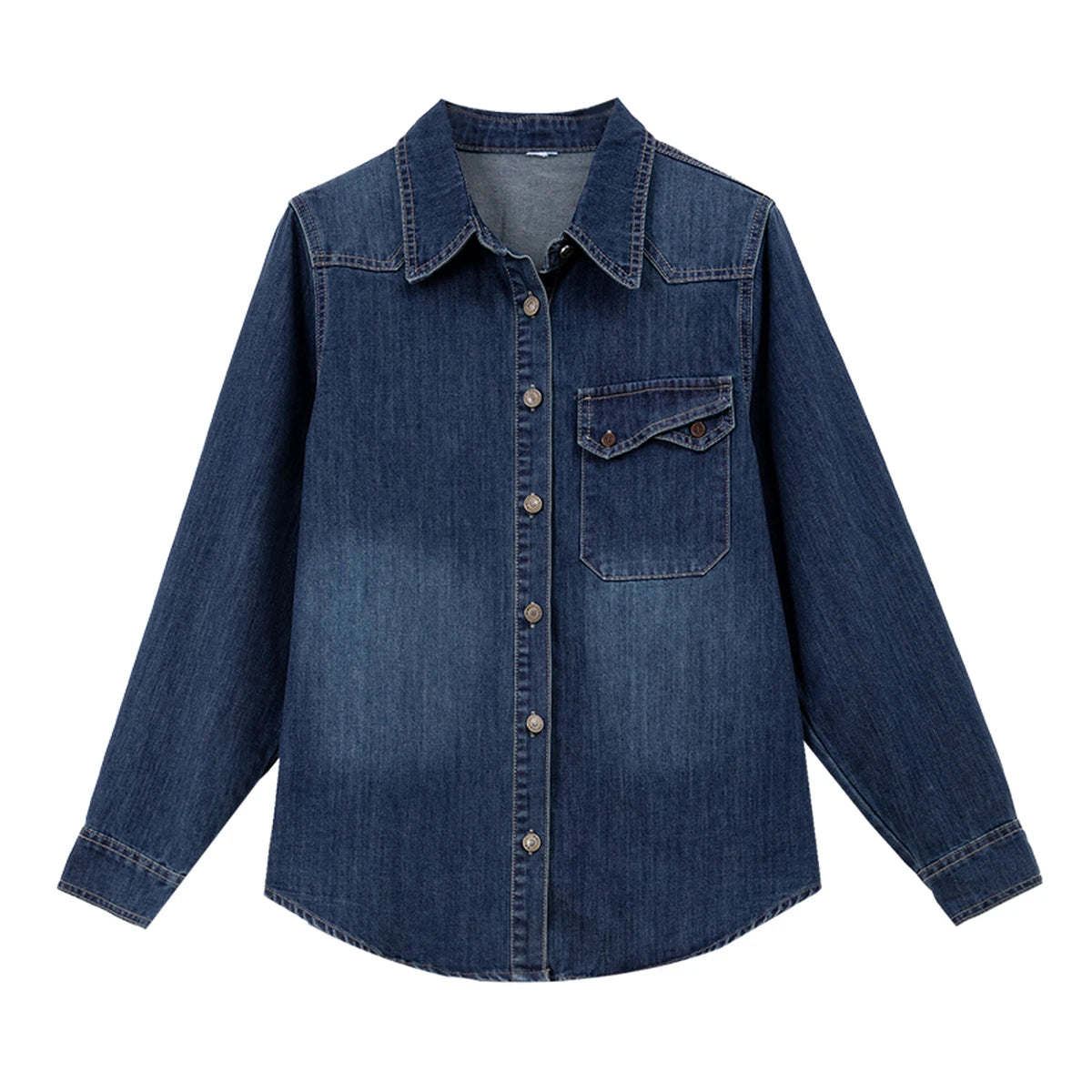 Button-Front Denim Shirt