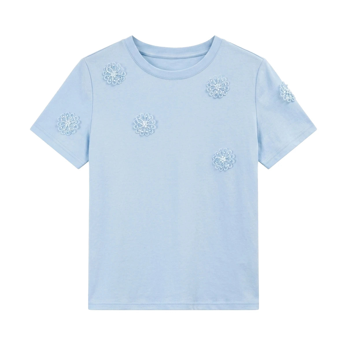 Floral Applique Short-Sleeve Tee