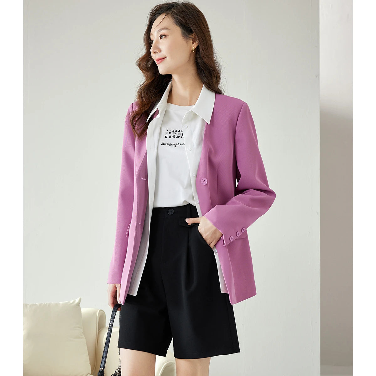 Layered Polo-Collar Blazer