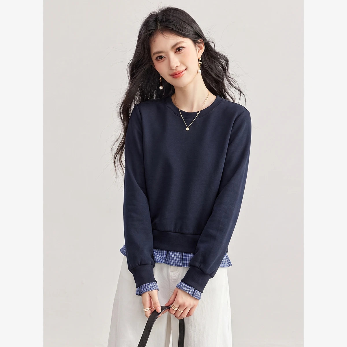 Layered Pleated-Hem Sweatshirt