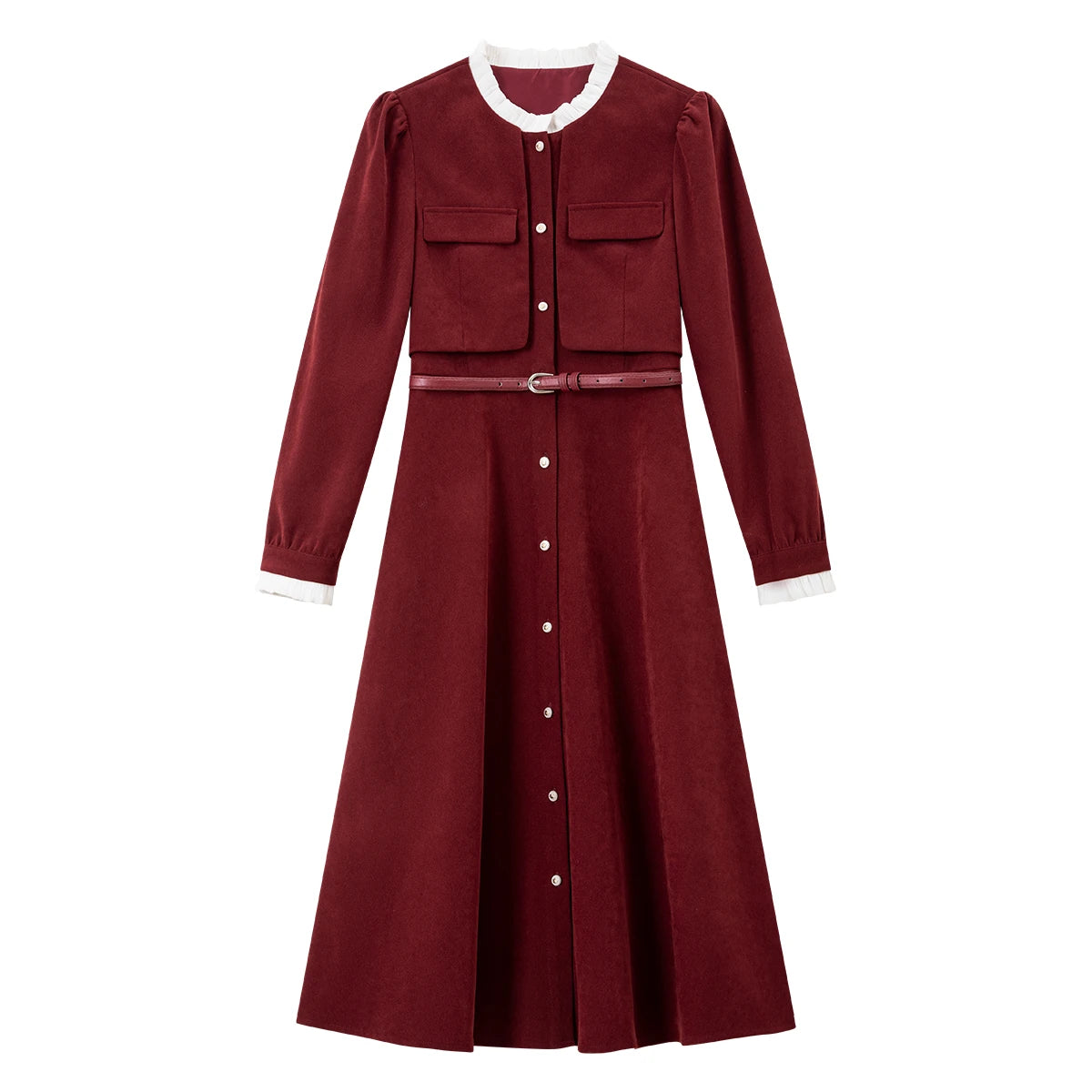 Belted Layered Midi Dress