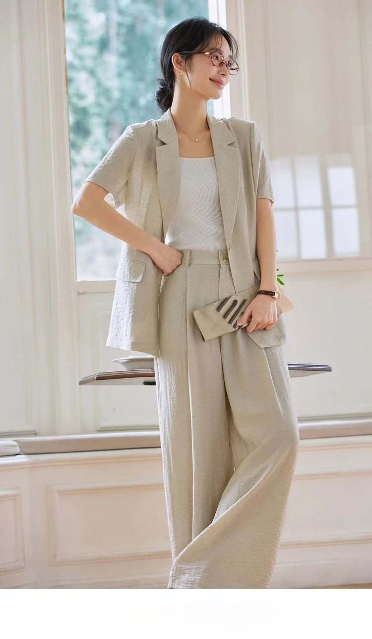 Short-Sleeve Wide-Leg Trouser Set