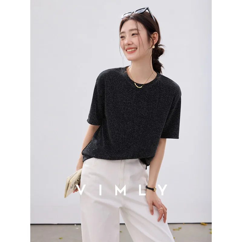 Shimmer Crew-Neck Short-Sleeve Tee