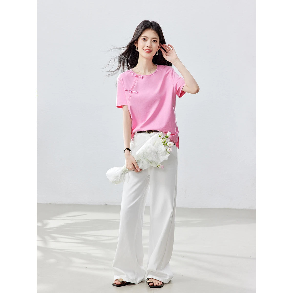 Asymmetric Frog-Button Tee