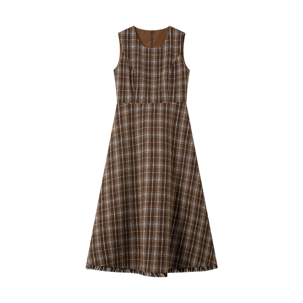 Plaid Sleeveless A-Line Dress