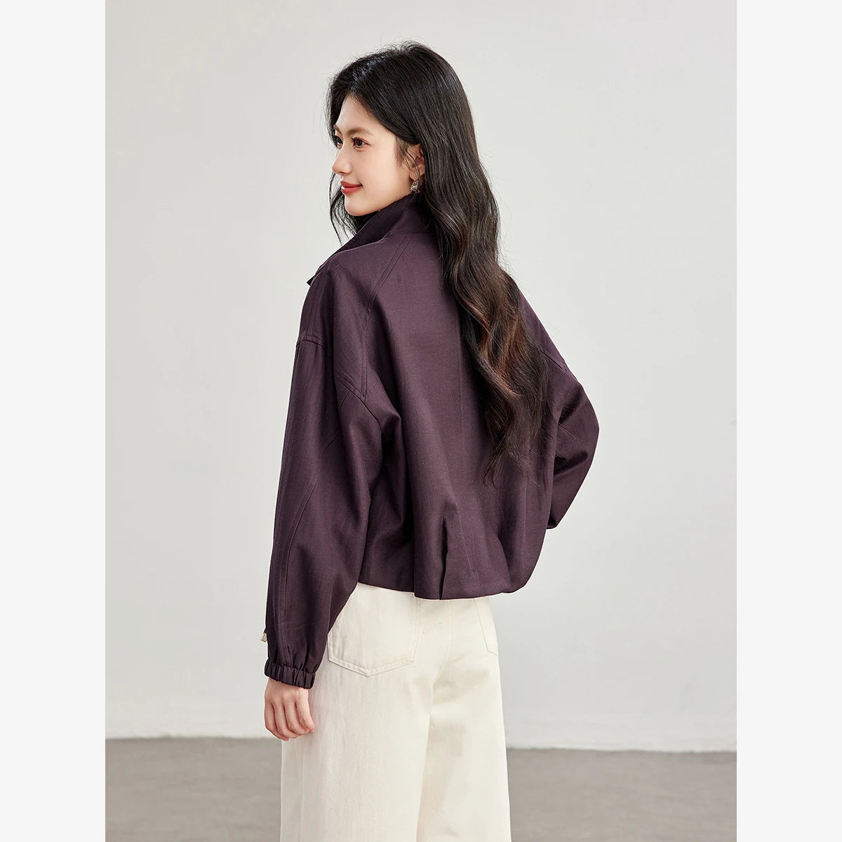Cropped Zip-Front Cargo Jacket