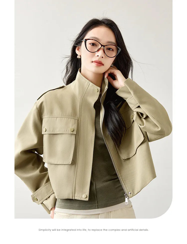 Utility-Pocket Cropped Jacket