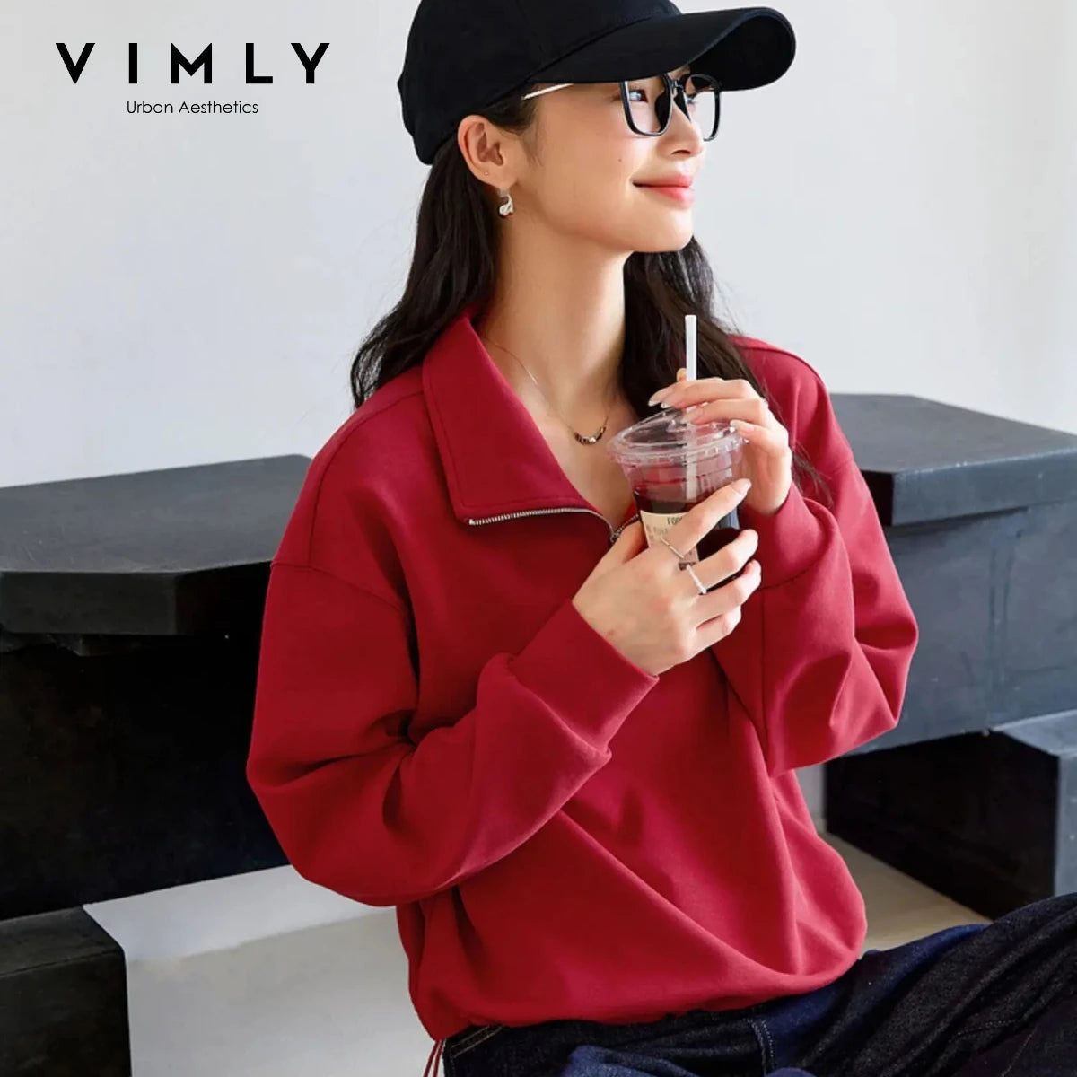 Half-Zip Collared Sweatshirt