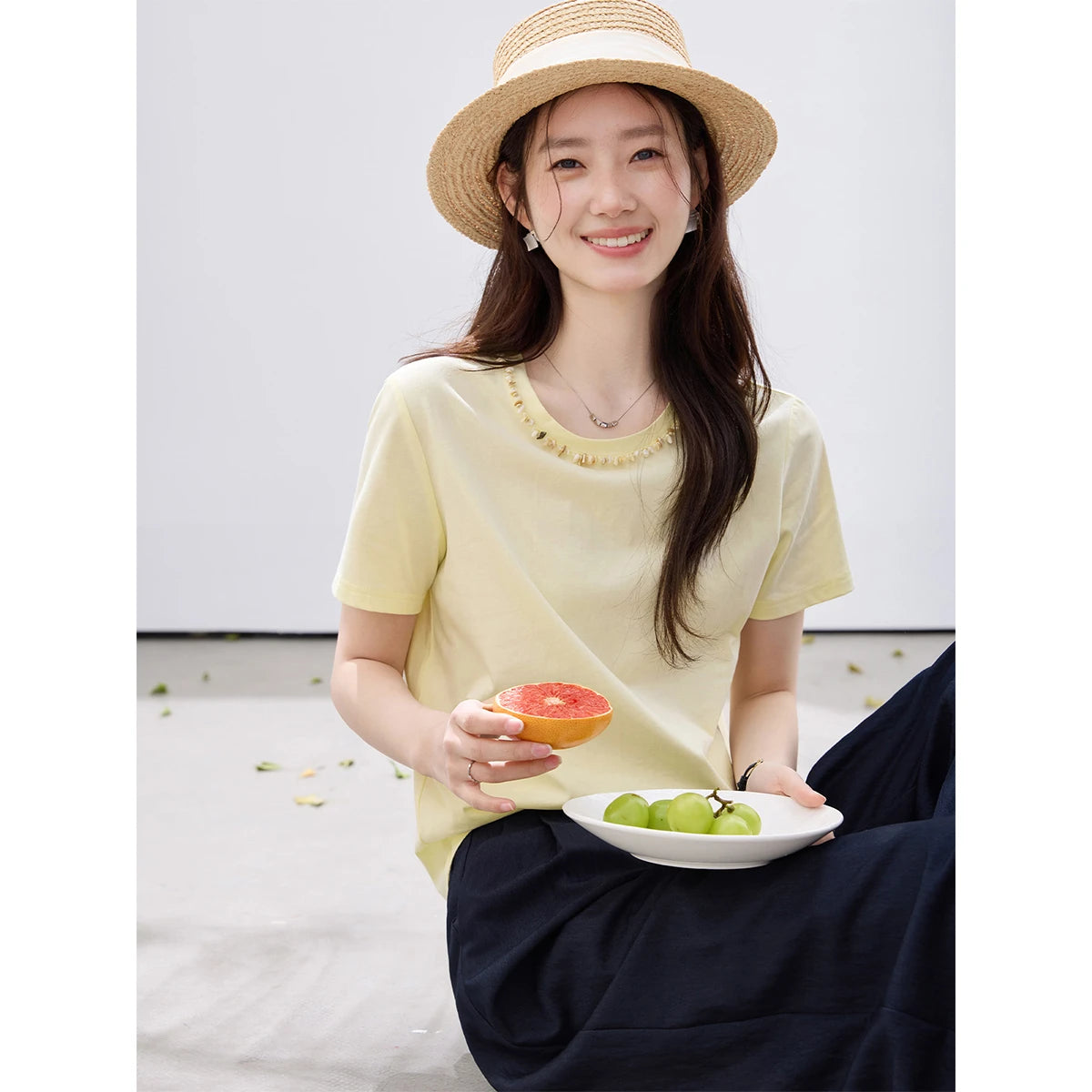 Beaded Crew-Neck Tee