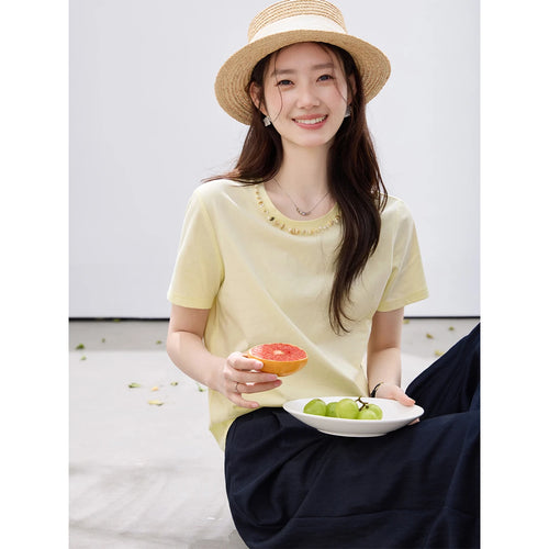 Beaded Crew-Neck Tee