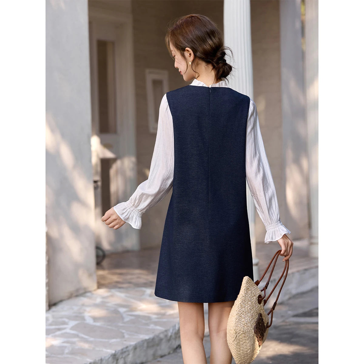 Paisley-Embroidered Sleeveless Shift Dress