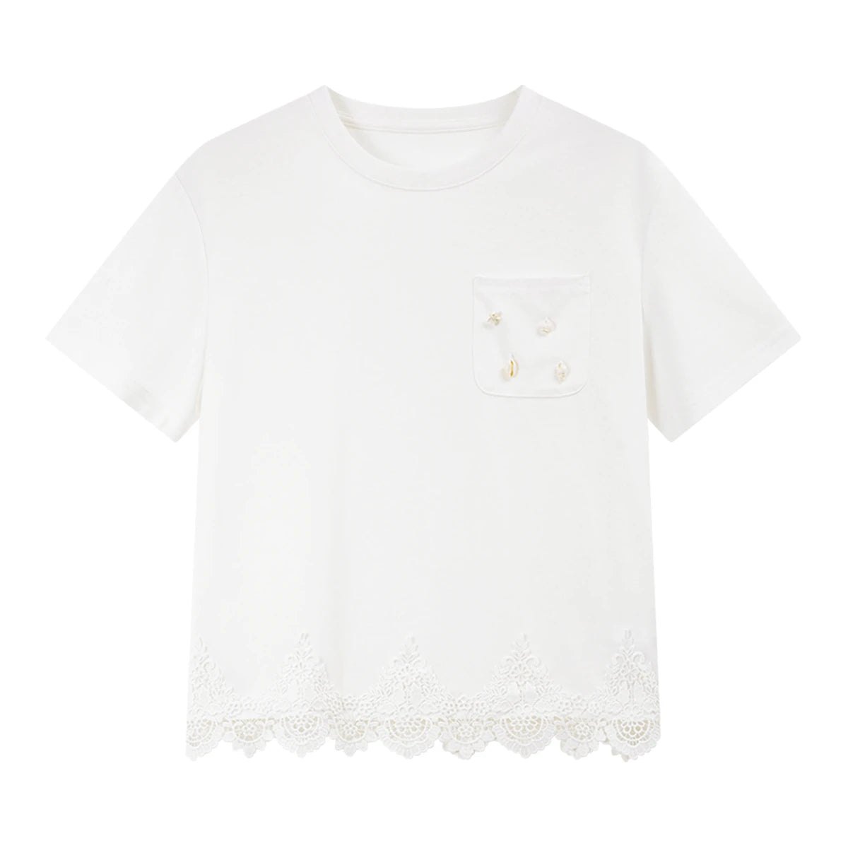 Lace-Hem Pocket Tee
