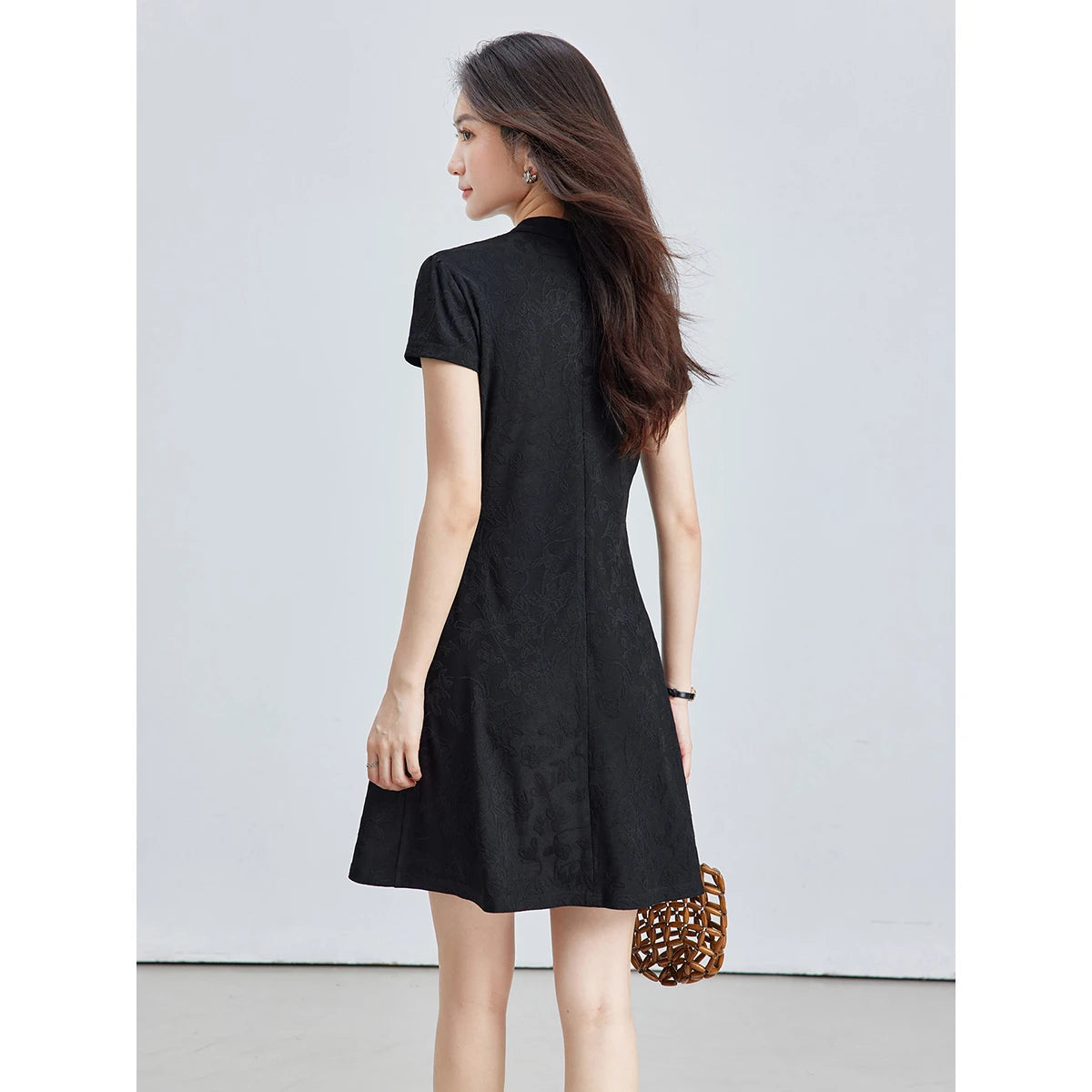 Frog-Button Mini Dress