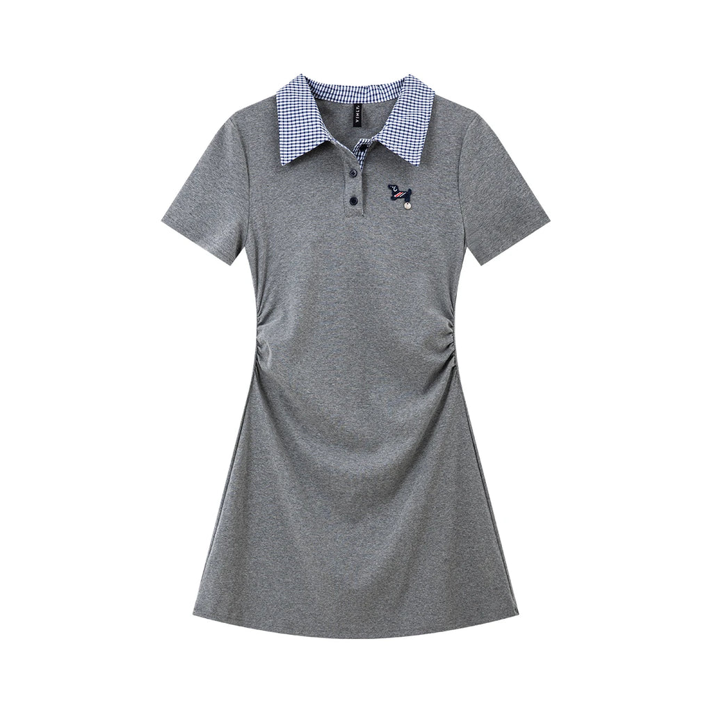 Pleated-Hem Polo Mini Dress