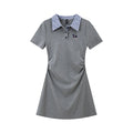 Pleated-Hem Polo Mini Dress